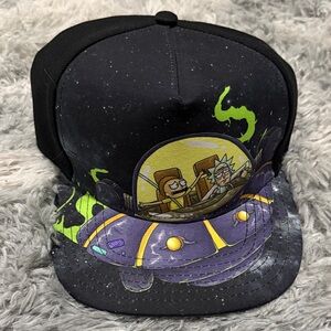RICK & MORTY Outer Space Snapback Hat Black NEW